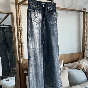 Bar III Shimmering Silver Flare Jeans